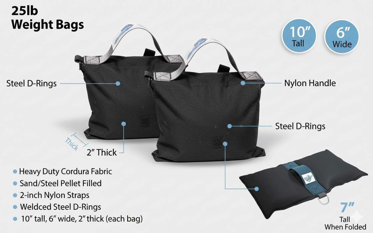 2 Pack - 25LB Steel Shot Ballast Bags